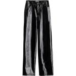 Reduzierte Schwarze Loose Fit Hüfthosen mit Reißverschluss aus Vinyl für Damen Größe XS 