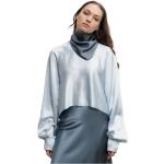 Reduzierte Blaue Festliche Blusen aus Seide für Damen Größe XL 