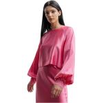 Reduzierte Pinke Festliche Blusen aus Seide für Damen Größe L 