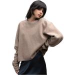 Reduzierte Beige Damensweatshirts Metallic mit Reißverschluss aus Wolle Größe M für den für den Herbst 