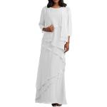 Weiße Elegante Maxi Lange Abendkleider mit Rüschen aus Chiffon für Damen Größe 3 XL für Hochzeitsgäste 