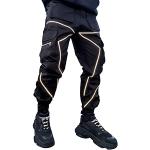 AIEOE Cargohose Herren Hip Hop Techwear Cargo Hosen mit reflektierenden Streifen Streetwear Punk Pants Joggger Jogginghose mit Taschen Gummibund - M