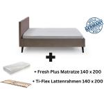 Beige Moderne Betten mit Matratze 140x200 