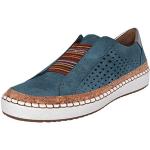 Neonblaue Slip-on Sneaker mit Schnürsenkel in Komfortweite aus Veloursleder leicht für Damen Größe 40 