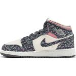 Graue Blumenmuster Nike Air Jordan 1 High Top Sneaker & Sneaker Boots aus Textil für Damen Größe 39 