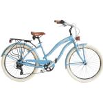 Airbici Fahrrad Beachcruiser Damen 26" Blau | City-Bike | BeachCruiser Bike 26 Zoll 6-Gang, Aluminiumrahmen, Schutzbleche, LED-Licht und Gepäckträger (Blau)