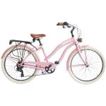 Airbici Fahrrad Beachcruiser Damen 26" Rosa | City-Bike | BeachCruiser Bike 26 Zoll 6-Gang, Aluminiumrahmen, Schutzbleche, LED-Licht und Gepäckträger