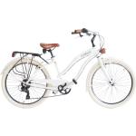Airbici Fahrrad Beachcruiser Damen 26" Weiß | City-Bike | BeachCruiser Bike 26 Zoll 6-Gang, Aluminiumrahmen, Schutzbleche, LED-Licht und Gepäckträger