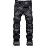 Schwarze Elegante Slim Fit Jeans mit Reißverschluss aus Denim für Herren Weite 28 