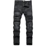 Schwarze Elegante Slim Fit Jeans mit Reißverschluss aus Denim maschinenwaschbar für Herren Größe XL 