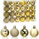Reduzierte Goldene Christbaumkugeln & Weihnachtsbaumkugeln aus Kunststoff bruchsicher 24-teilig 