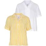 Gelbe Kurzärmelige AJC Tunika-Blusen für Damen Größe XS für Festivals 