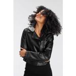 Reduzierte Schwarze AJC Mini Kurze Lederjacken mit Reißverschluss aus Leder enganliegend für Damen Größe XS 