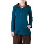 Petrolfarbene Ajna Miyu Nachhaltige Zip Hoodies & Sweatjacken mit Reißverschluss aus Baumwolle mit Kapuze für Damen Größe S für den für den Winter 