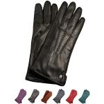 Schwarze Bio Touchscreen-Handschuhe aus Leder für Damen Größe 8.5 