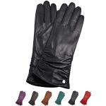 Marineblaue Bio Touchscreen-Handschuhe aus Leder für Damen Größe 8.5 