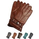Braune Bio Touchscreen-Handschuhe aus Leder für Herren Größe M 