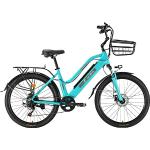 AKEZ 26" Electric Bike for Adult,Mountain E-Bike for Men,36V Removable Lithium Battery Road Ebike,Shimano 7-Gang-Schaltung for Cycling Outdoor Travel Work Out (Grün)