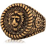 Goldene Minimalistische Edelstahlringe mit Löwen-Motiv aus Edelstahl für Herren Größe 65 