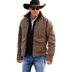 Aksah Fashion John Dutton Herren Kevin Costner Baumwoll-Steppjacke Yellowstone, braun, XXL