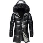 Schwarze Stehkragen Daunenjacken glänzend aus Pelz mit Kapuze für Herren Größe 3 XL für den für den Winter 