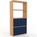 Aktenregal Blau - Flexibles Büroregal: Schubladen in Blau - Hochwertige Materialien - 77 x 157 x 35 cm, konfigurierbar