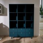 Aktenregal Blaugrün - Flexibles Büroregal: Schubladen in Blaugrün - Hochwertige Materialien - 118 x 168 x 47 cm, konfigurierbar