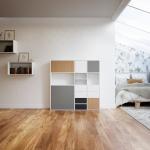 Aktenschrank Grau - Büroschrank: Schubladen in Weiß & Türen in Grau - Hochwertige Materialien - 154 x 156 x 34 cm, Modular
