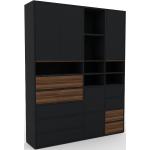 Aktenschrank Schwarz - Büroschrank: Schubladen in Schwarz & Türen in Schwarz - Hochwertige Materialien - 154 x 195 x 35 cm, Modular