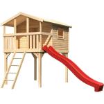 Graue Spielhäuser & Kinderspielhäuser aus Massivholz mit Rutsche 