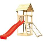 Rote KARIBU Spieltürme & Stelzenhäuser aus Massivholz mit Rutsche 