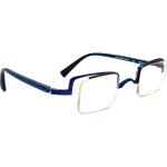 Blaue Quadratische Halbrand Brillen aus Metall für Herren 