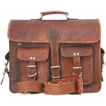 Braune Vintage Messenger Bags & Kuriertaschen mit Riemchen aus Glattleder mit Laptopfach für Herren 