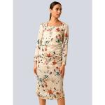 Reduzierte Rosa Blumenmuster Business 3/4-ärmelige Alba Moda Midi Rundhals-Ausschnitt Midikleider & knielange Kleider aus Polyester für Damen 