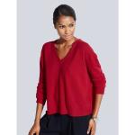 Rote Unifarbene Business Langärmelige Alba Moda V-Ausschnitt Kaschmir-Pullover aus Kaschmir für Damen für den für den Herbst 