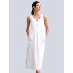 Reduzierte Weiße Unifarbene Casual Ärmellose Alba Moda Midi Rundhals-Ausschnitt Midikleider & knielange Kleider aus Leinen für Damen 
