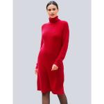 Reduzierte Rote Unifarbene Casual Langärmelige Alba Moda Midi Midikleider & knielange Kleider aus Polyamid für Damen 