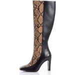 Reduzierte Schwarze Alba Moda Runde Pfennigabsatz High-Heel Stiefel mit Reißverschluss in Normalweite aus Leder für Damen Größe 39 mit Absatzhöhe über 9cm 