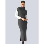 Anthrazitfarbene Unifarbene Casual Kurzärmelige Alba Moda Maxi Sommerkleider aus Polyamid enganliegend für Damen 