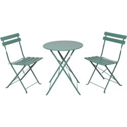 Albatros Bistroset 3-teilig Grün Bistrotisch mit 2 Stühlen klappbare Stühle und Tisch aus robustem Metall optimal als Balkonmöbel Set oder Gartenmöbel - grün 4250263742797