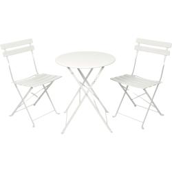 Albatros Bistroset 3-teilig Weiß Bistrotisch mit 2 Stühlen klappbare Stühle und Tisch aus robustem Metall optimal als Balkonmöbel Set oder Gartenmöbel - weiß 4250263742773