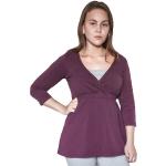 Auberginefarbene Langärmelige Leela Cotton Bio Nachhaltige Tunika-Blusen aus Baumwolle für Damen Größe L 