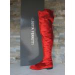 Rote Alberta Ferretti Damenoverkneestiefel aus Leder Größe 35,5 