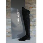 Schwarze Alberta Ferretti Damenoverkneestiefel aus Leder Größe 35,5 