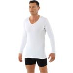 Weiße Langärmelige Bio V-Ausschnitt Langarm-Unterhemden aus Baumwolle für Herren Größe L für den für den Winter 