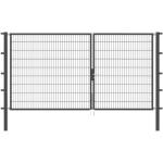 Anthrazitfarbene Doppelstabmattenzaun-Tore verzinkt aus Stahl 