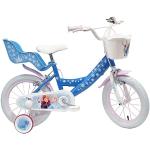 albri Unisex Kinder Disney Fahrrad 14 Zoll Frozen mit Korb und Puppenhalter kinderfahrrad, hellblau