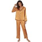 Goldene Pyjamas lang mit Knopf aus Satin für Damen Größe L 