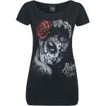 Schwarze Kurzärmelige Alchemy T-Shirts mit Totenkopfmotiv für Damen Größe XXL 