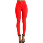 Rote Unifarbene Ripped Jeans & Zerrissene Jeans aus Denim für Damen Größe L Große Größen 